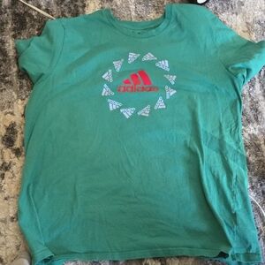 Adidas Mens Teal T-Shirt with Red Logo